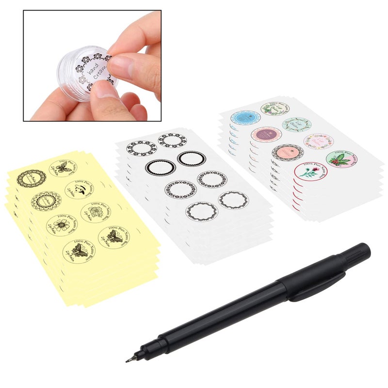 Kare Kind Labels for Lip Balm Container Jars - Value Pack of 600 Stickers - 200 Writable and 400 Printed Stickers - Self Adhesive - Easy to Peel, Apply and Remove - Fineliner Pen Included for Label Writing - Image 1